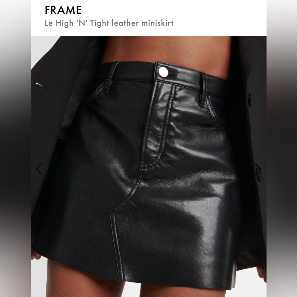 Frame Le High ‘N Tight black stretch leather mini skirt size 30